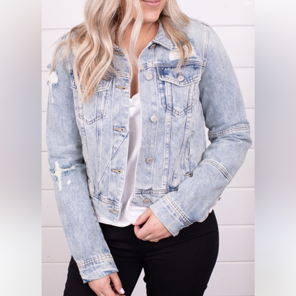 Free People Rumors Light Wash Denim Jacket